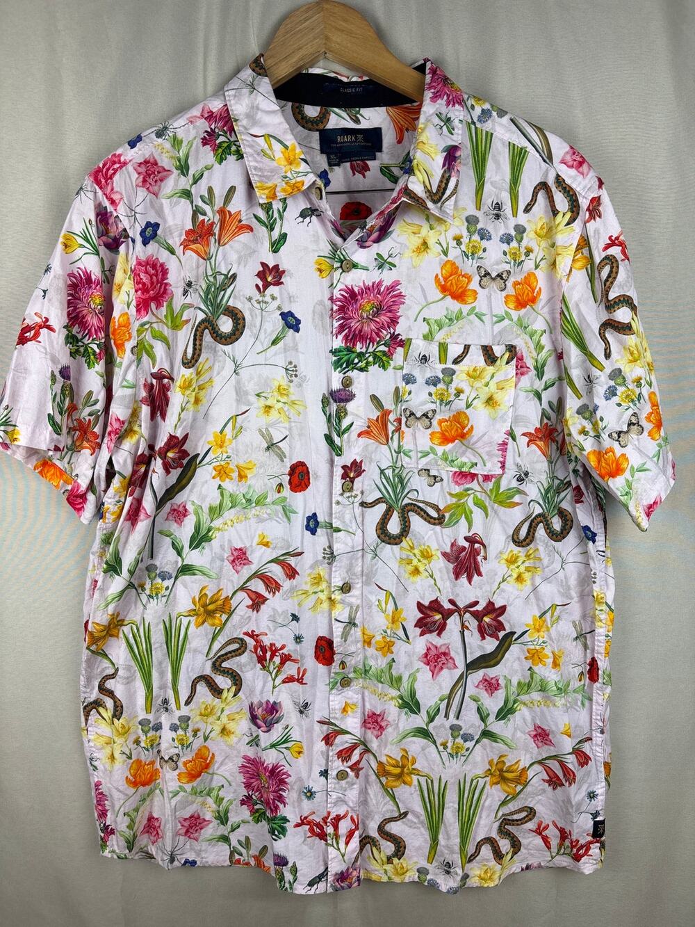 Roark Jamie Thomas Capsule Button up Shirt Mens sz XL Botanical Skater Snakes